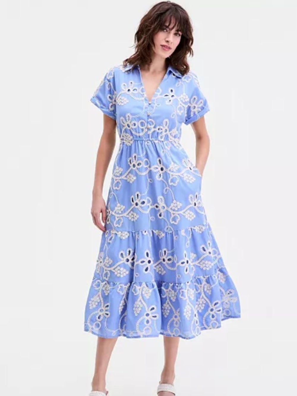 Sam Edelman Women's Rope-Embroidered Eyelet Dress Medium